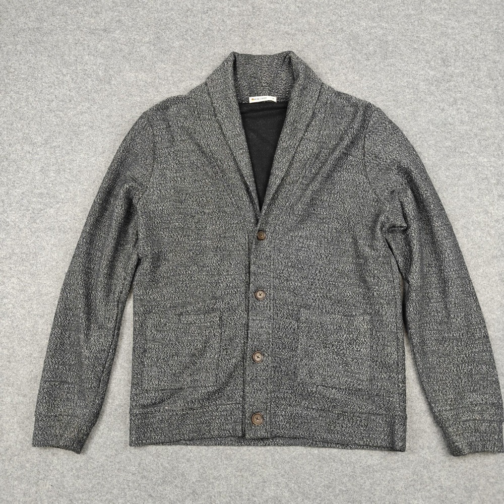 Marine Layer Sweater Mens Medium Gray Shawl Collar Knit Cardigan Pockets Casual